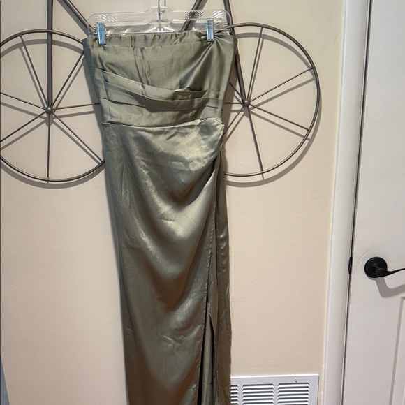 Petal & Pup Dresses & Skirts - Petal & Pup Elegant Olive Green Satin Formal Dress